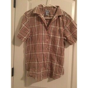Cabin Creek Men's Brown Plaid Button Down Shirt Casual/Dress Size Medium